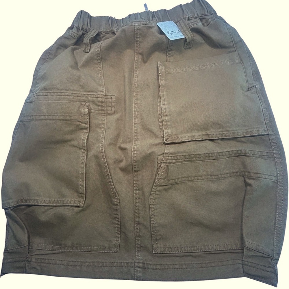 Free People Cargo Skirt Womens XS TobaccoBrown Mini Utility Canvas Missing Rope